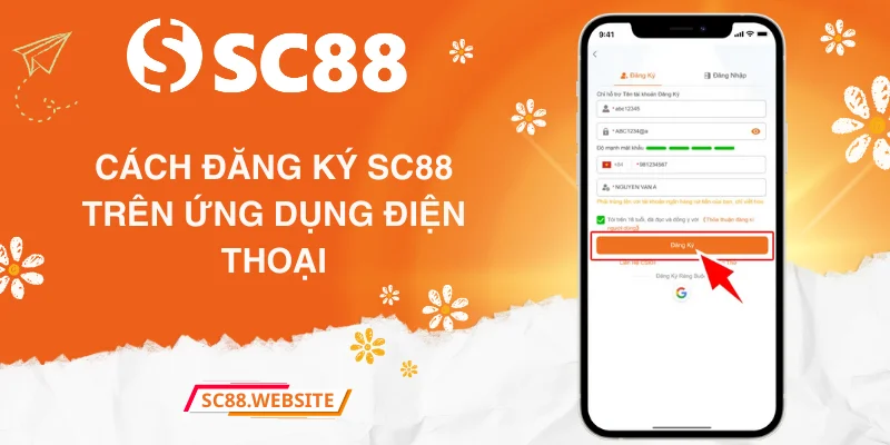 Cách đăng ký SC88 trên ứng dụng điện thoại